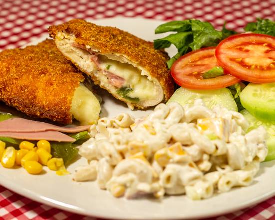 Milanesa Rellena Chile Verde Elote y Queso