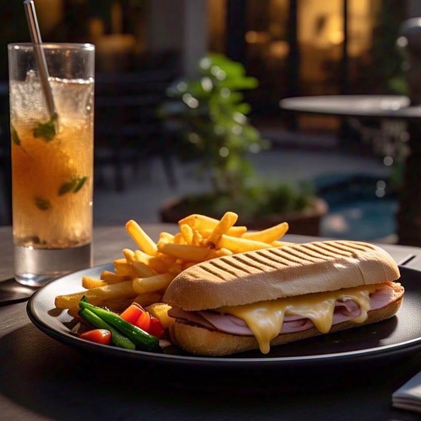 Combo panini. papas y bebida Te helado