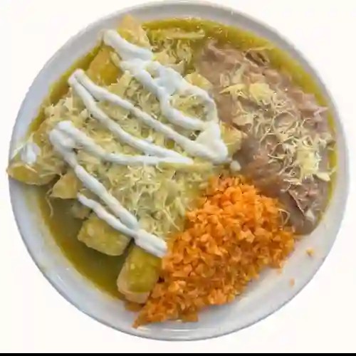 Enchiladas Verdes con Dos Complementos
