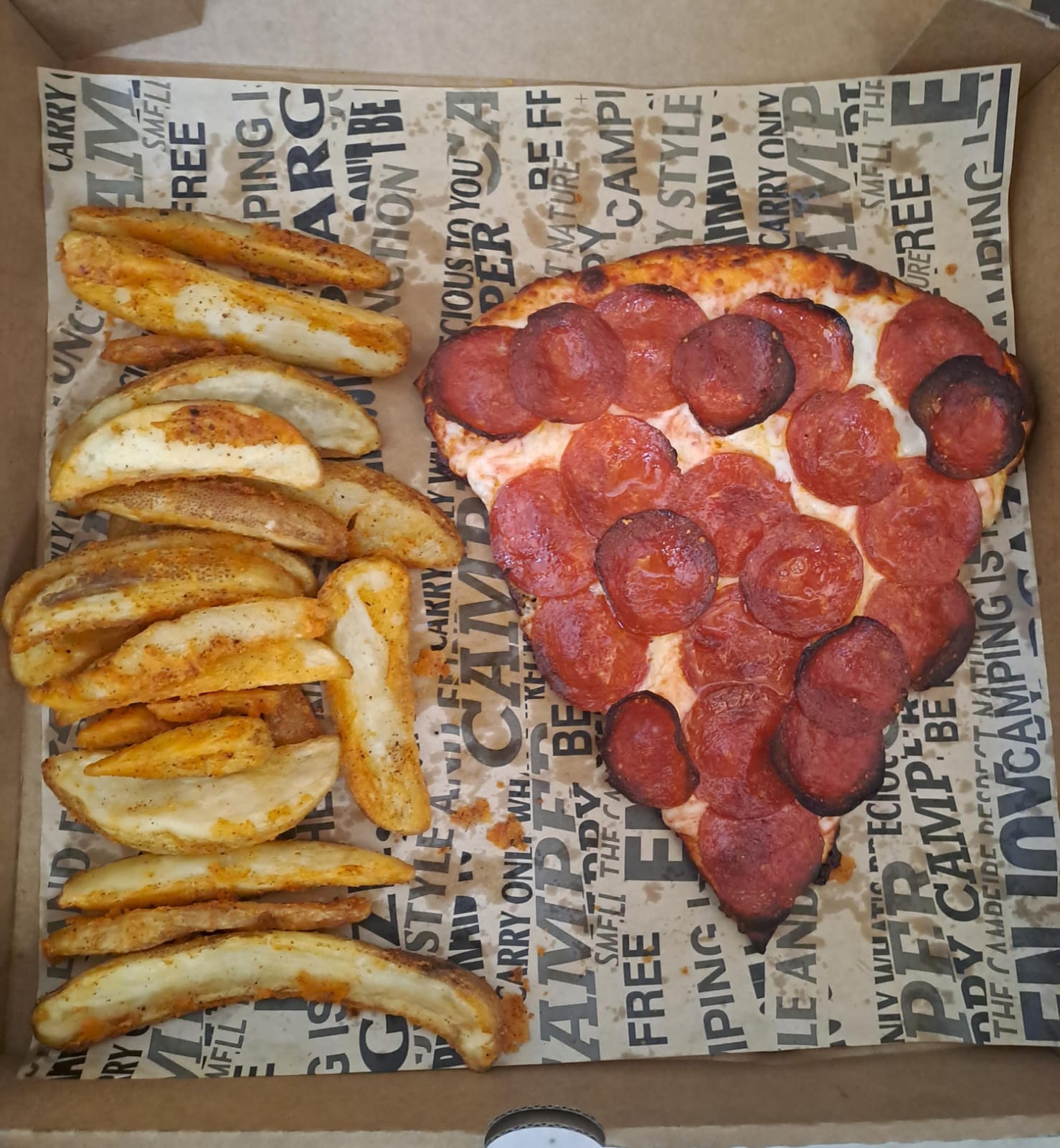 Rebanada de pizza y papas fritas