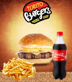 Hamburguesa Texana + Papas + Coca Cola
