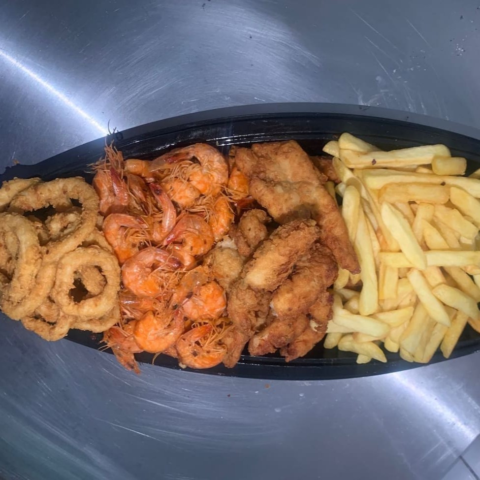 400 Gramas de batata frita 350 Gramas De Camarão 350 Gramas De Isca de peixe 350 Gramas De Anel De Lula