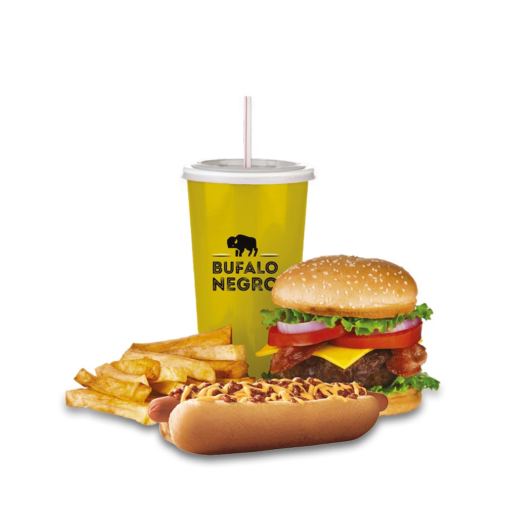 Hamburguesa + Hot Dog + Papas + Agua