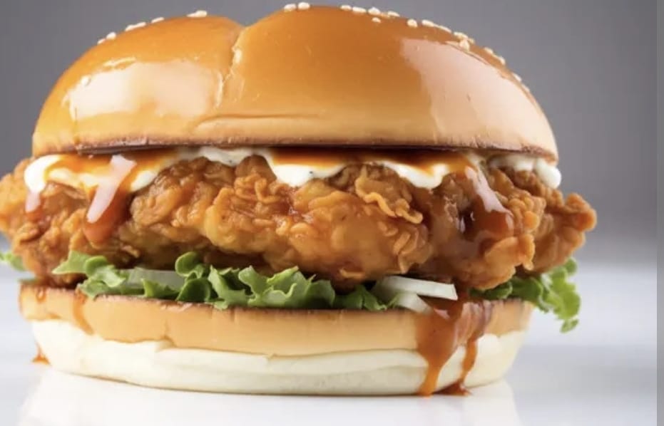 Hamburguesa de pollo broaster + gaseosa