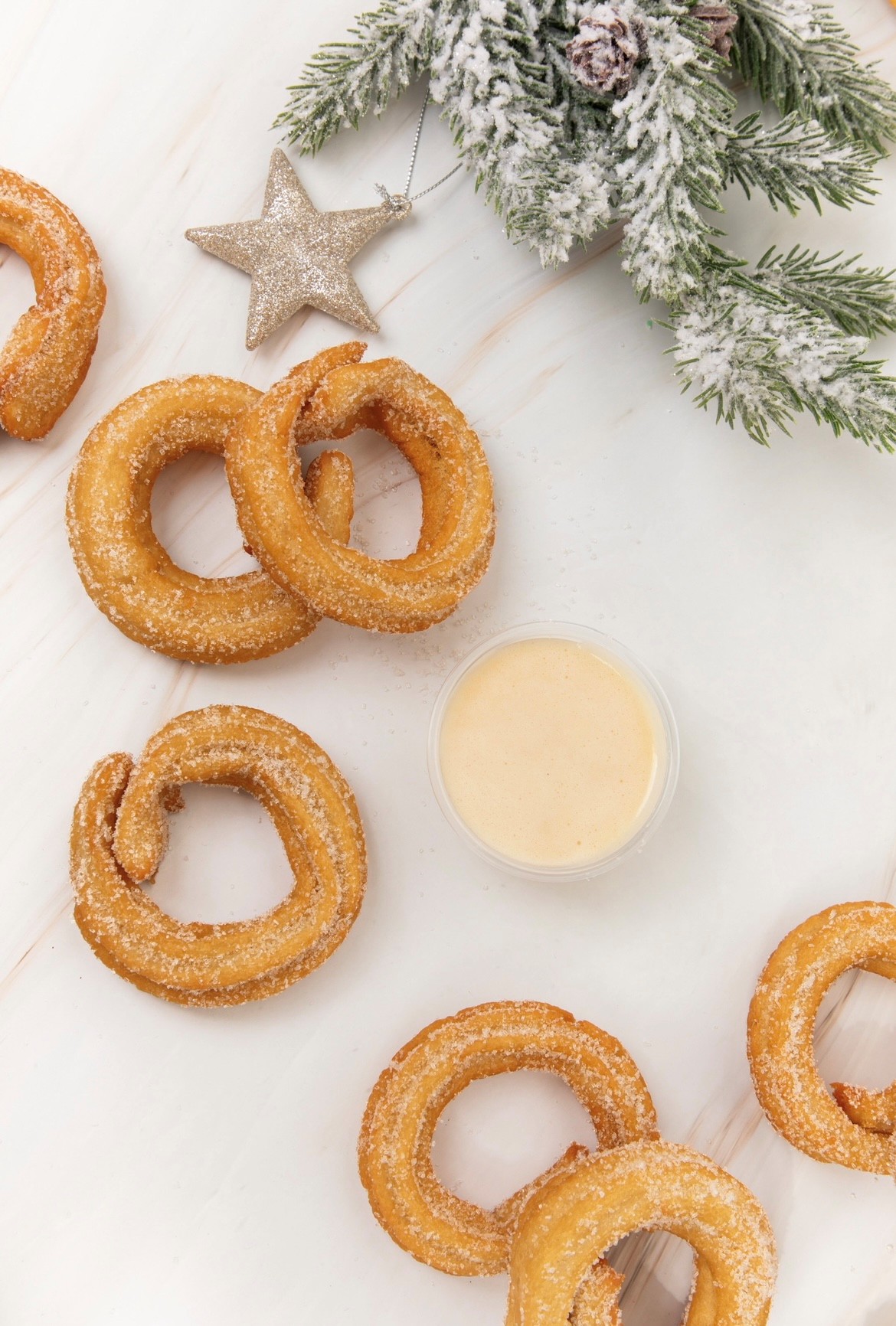 Churro Coronas con dip de rompope