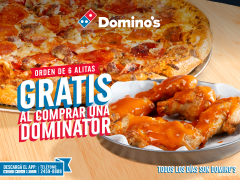 Dominator Jamón o Pepperoni + Alitas Gratis