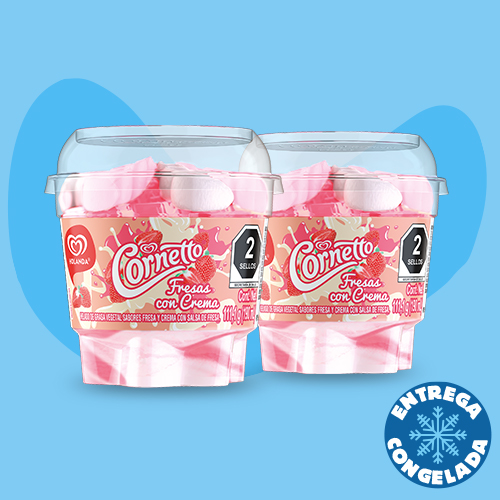 Copa Cornetto Fresas con Crema (2 Pzas)