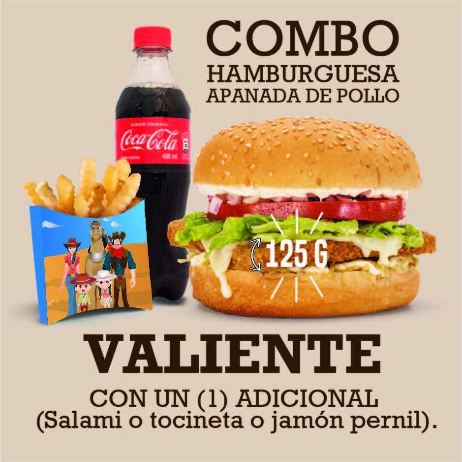 Combo Hamburguesa Apanada de Pollo Valiente