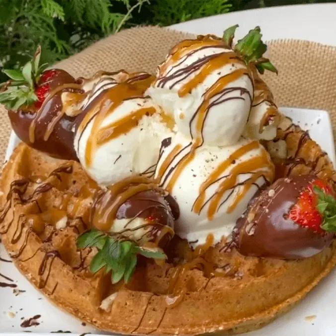 Waffle con Helado