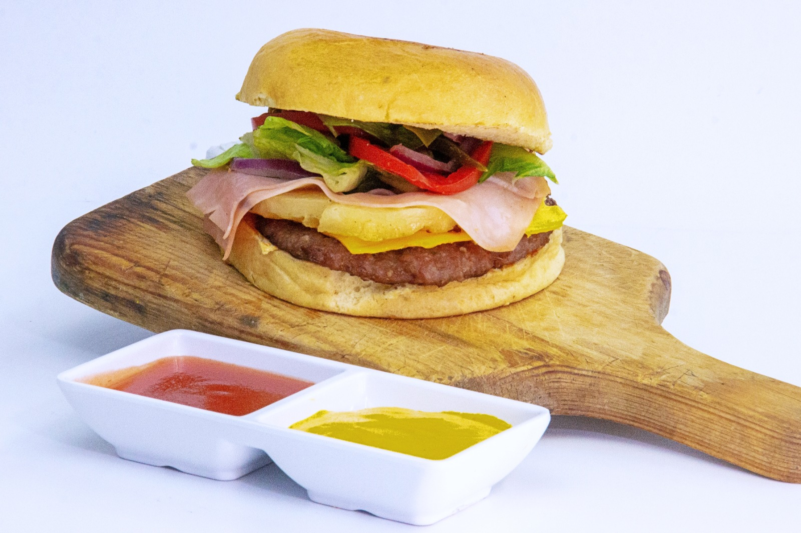Hamburguesa Hawaiana con Papas