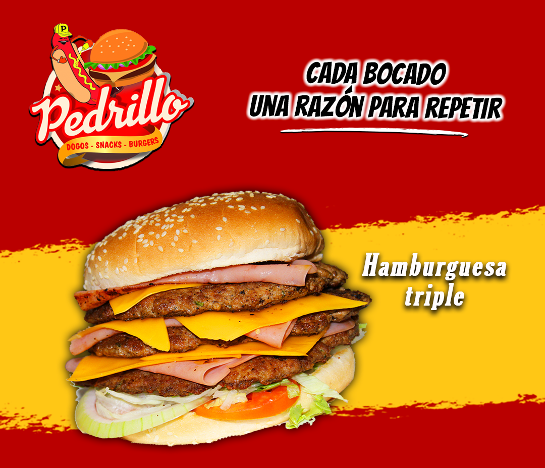 Hamburguesa Triple con Papas