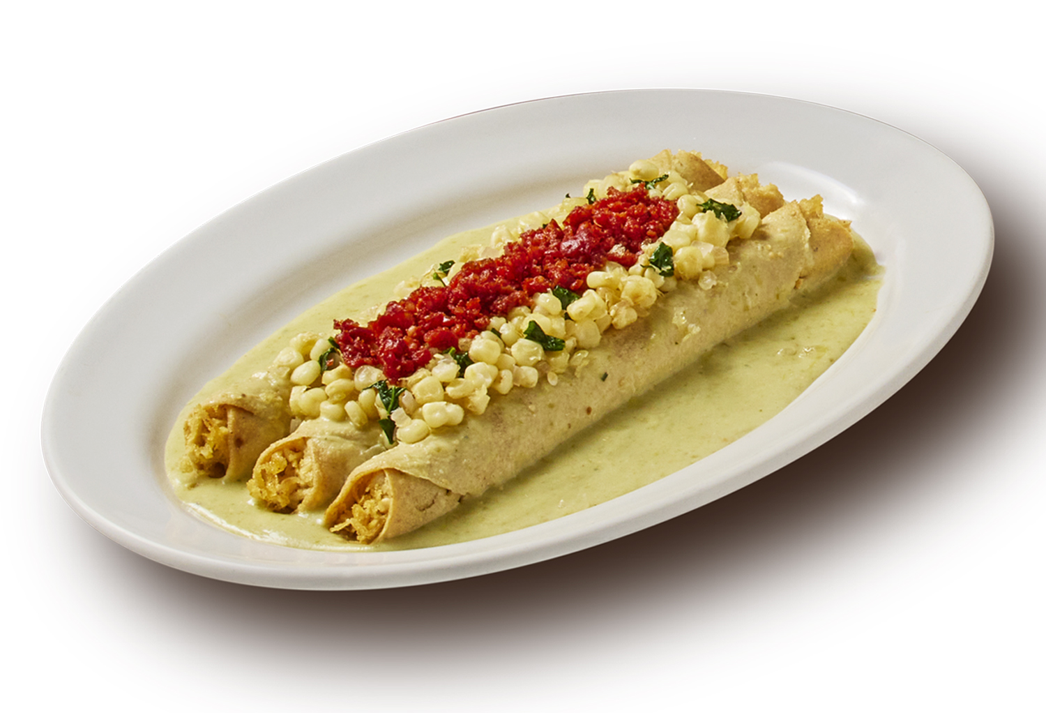 Flautas de Pollo en Salsa Suiza