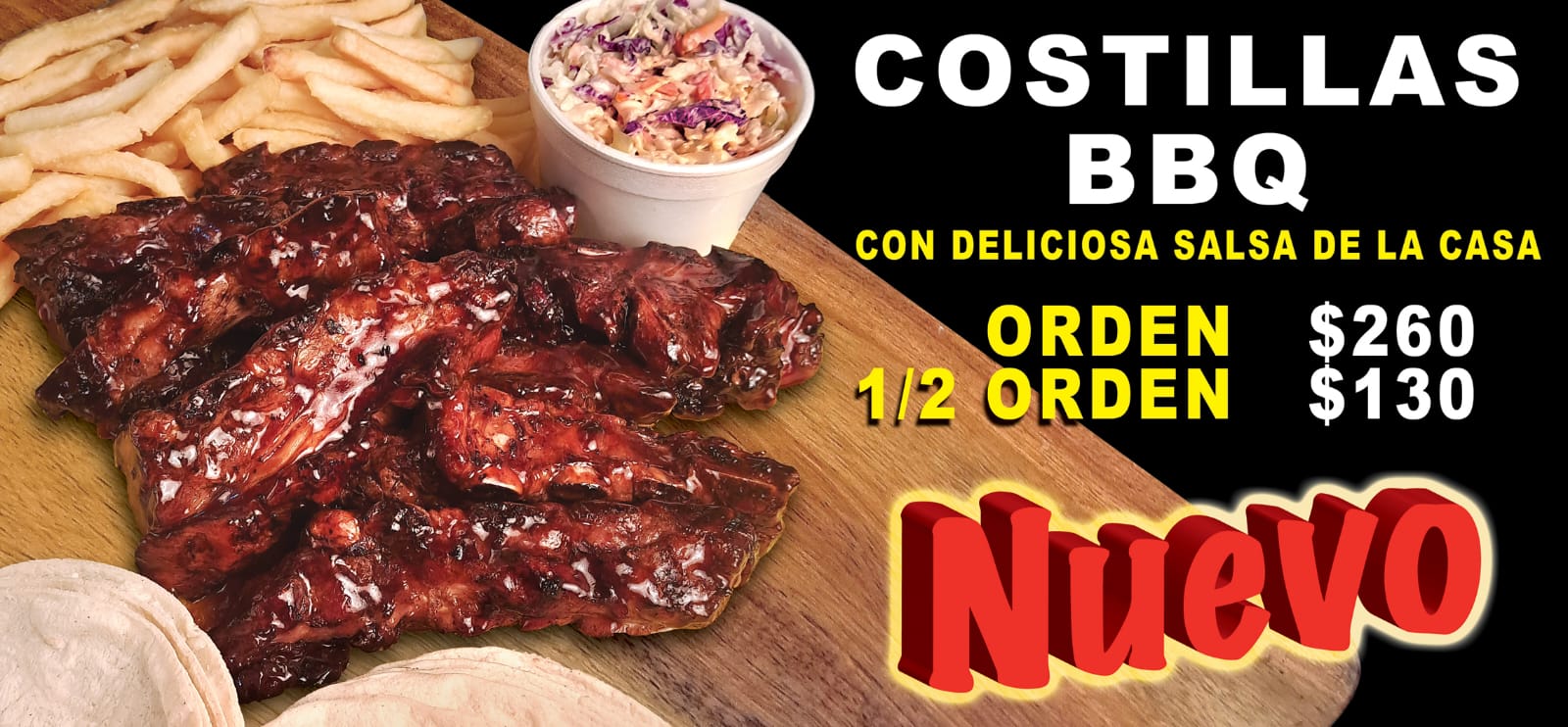 1/2 Orden de Costillas BBQ