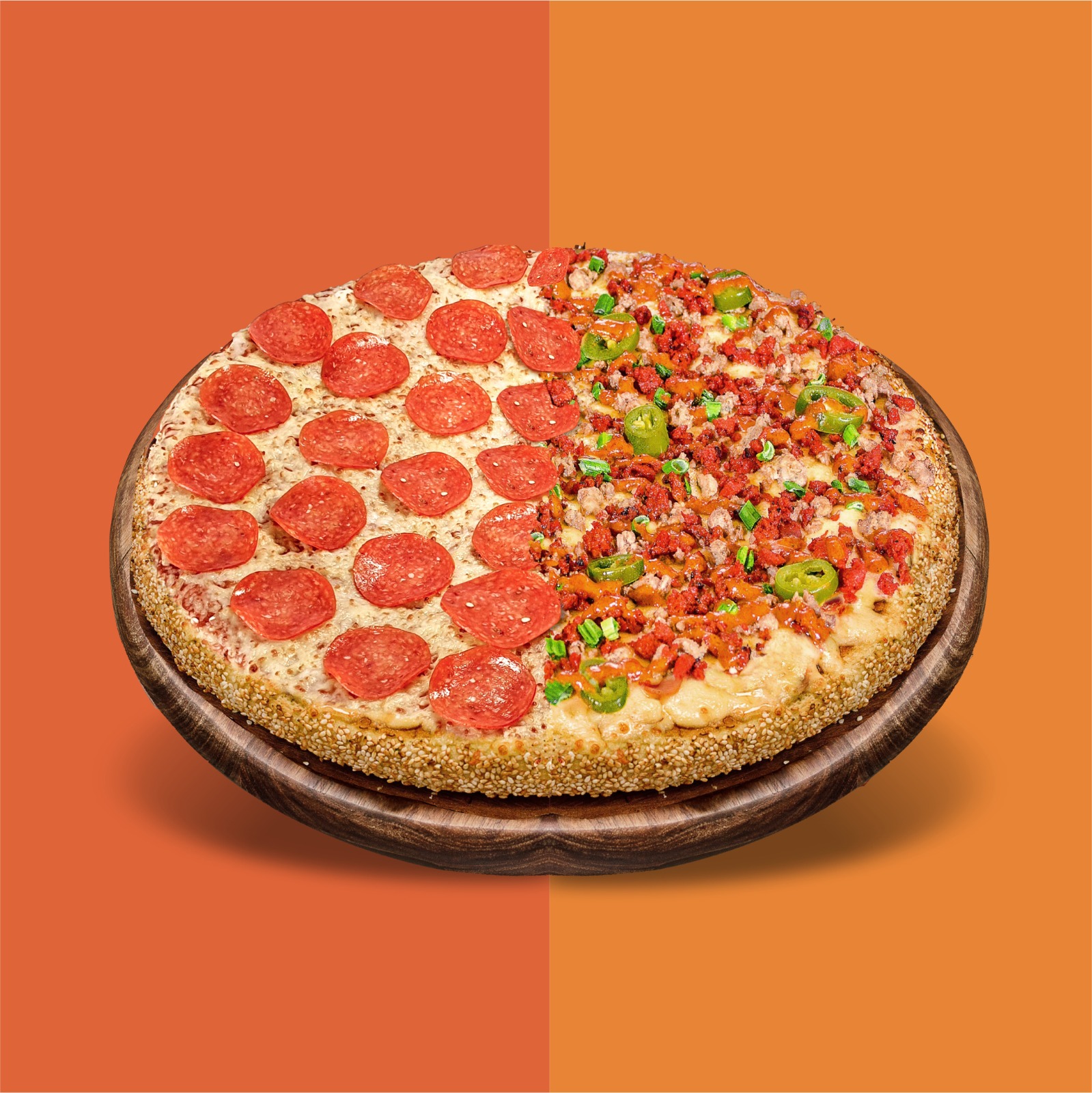 Pizza Pepeyorker Familiar (1/2 Pepperoni 1/2 York)