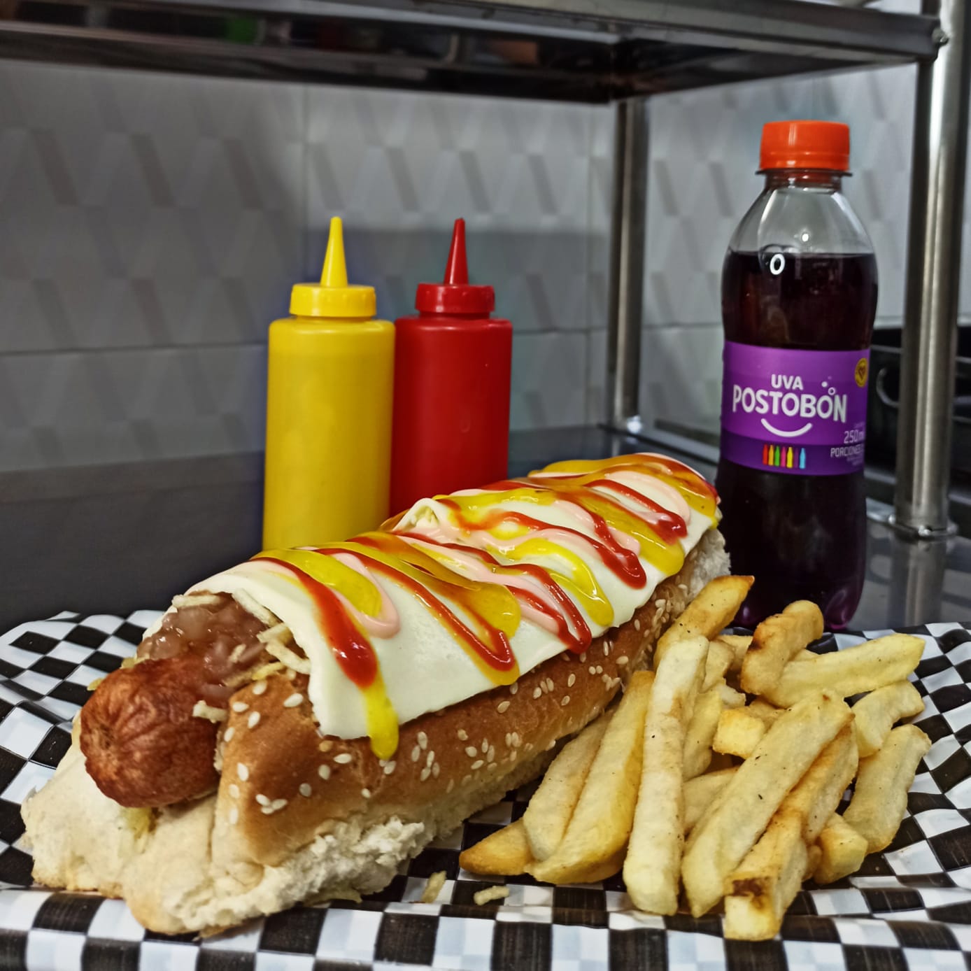 Combo Perro Long Sencillo+papas+Gaseosa