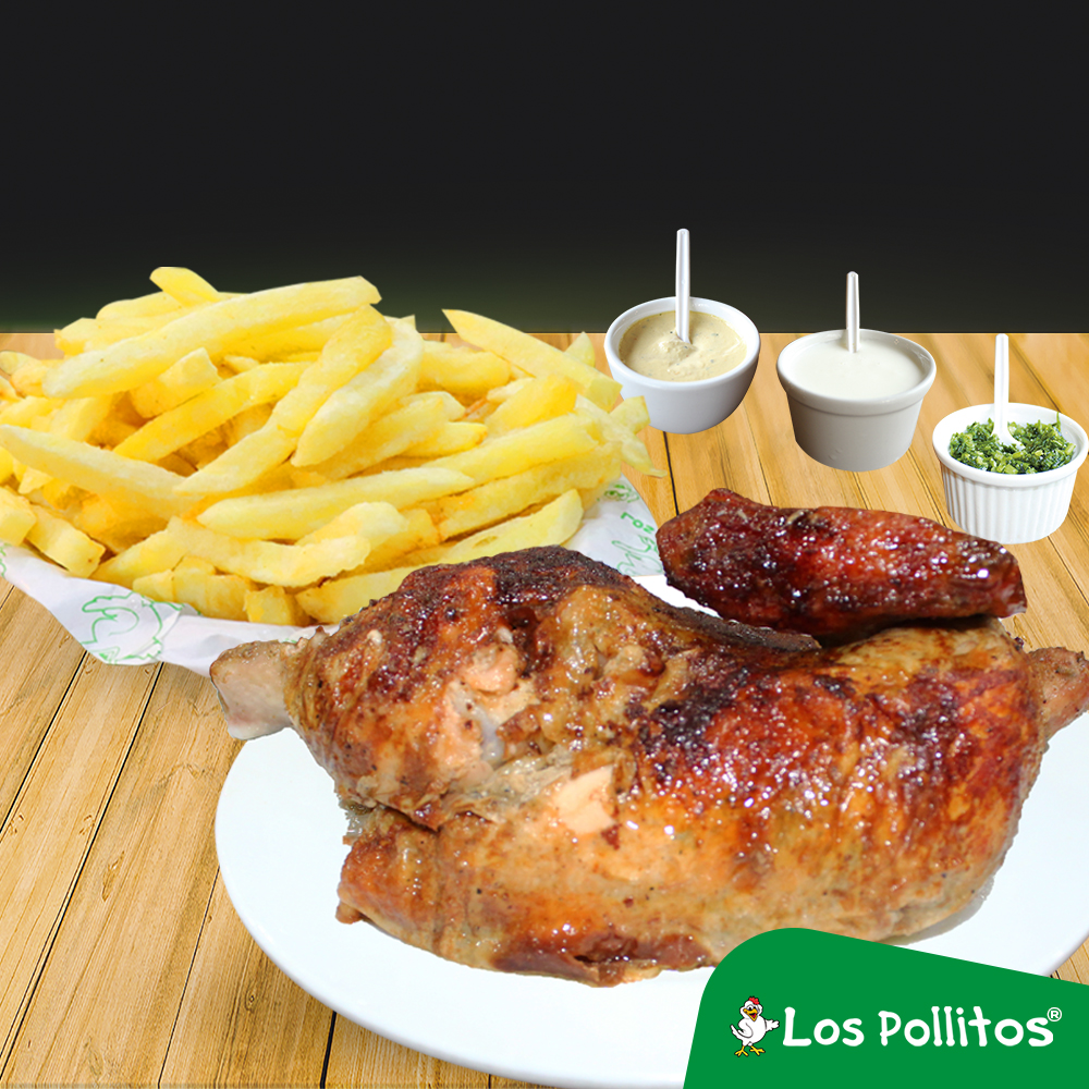 SUPER PROMO 1/2 Pollo a la Brasa + Papas Fritas