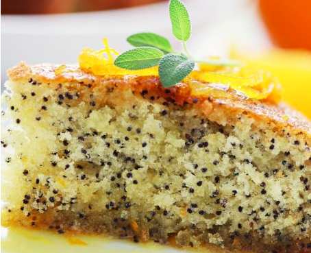 Torta de naranja con amapola