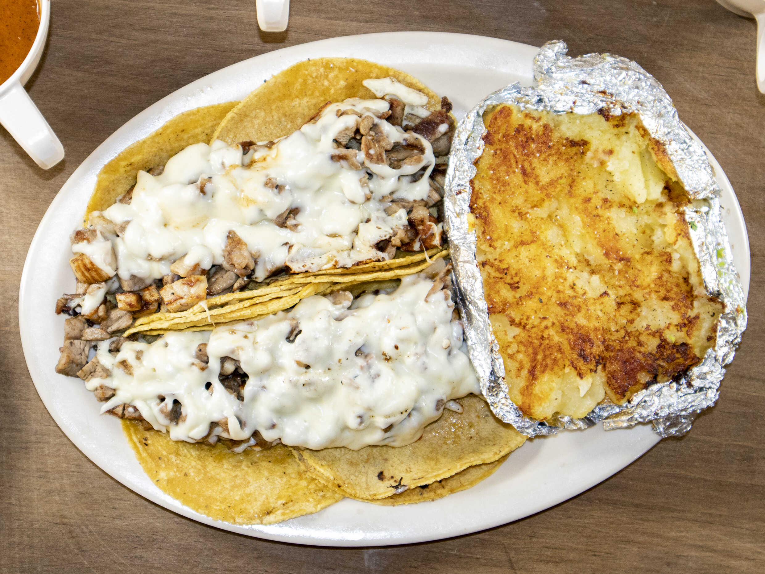 Tacos de Bistec con Queso y Papa