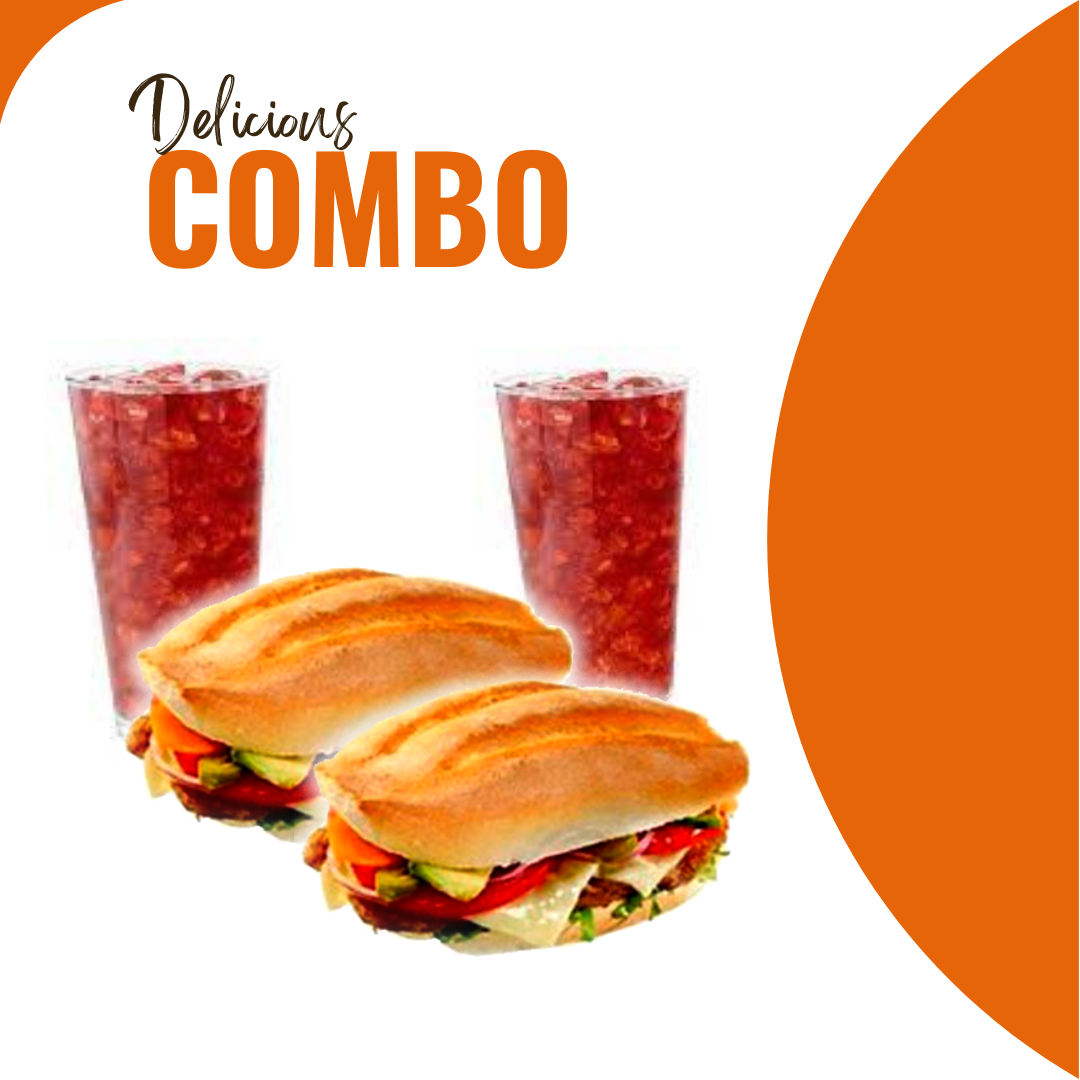 2 Tortas Milanesa de Pollo + 2 Aguas Fresca