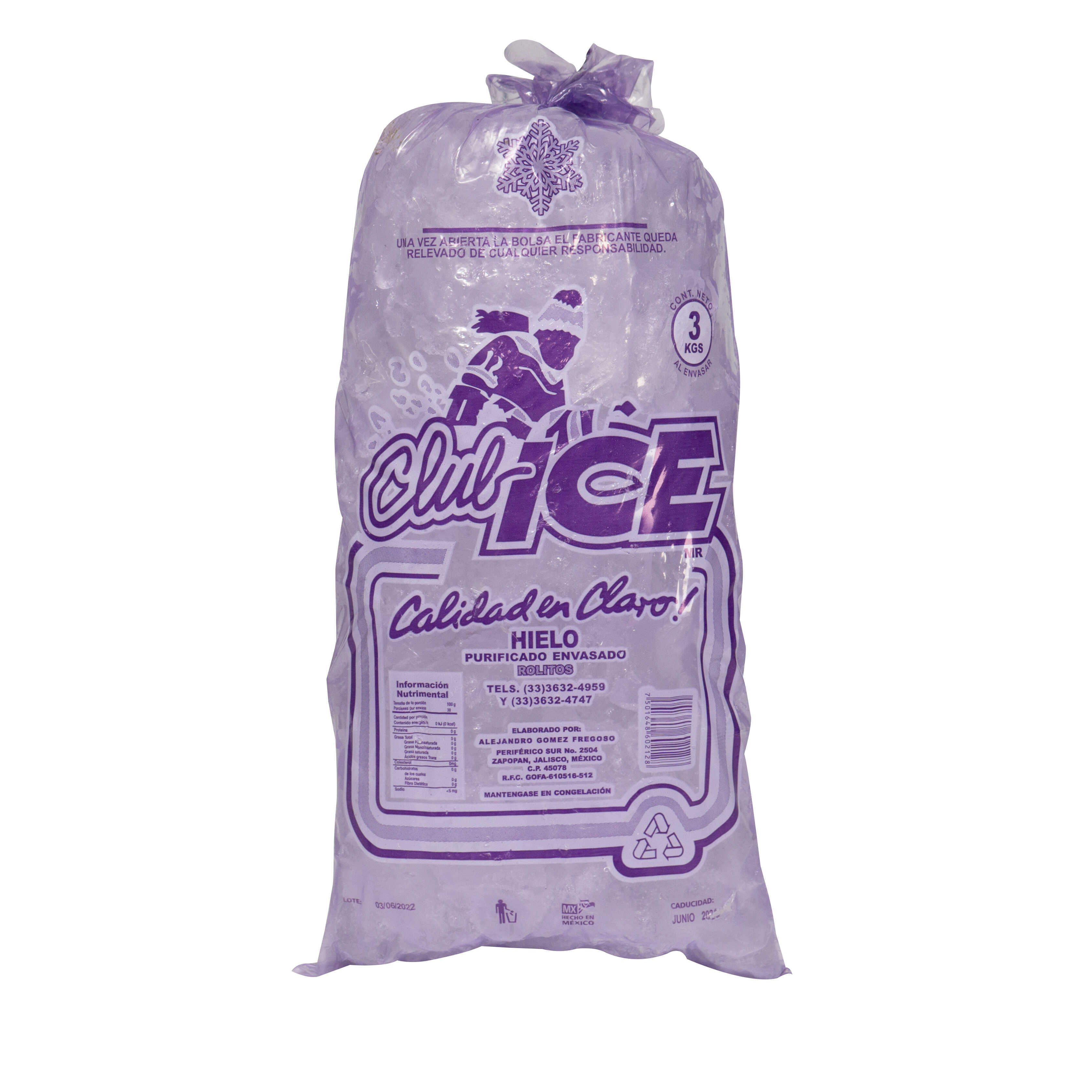 HIELO BOLSA DE 3 KILOS