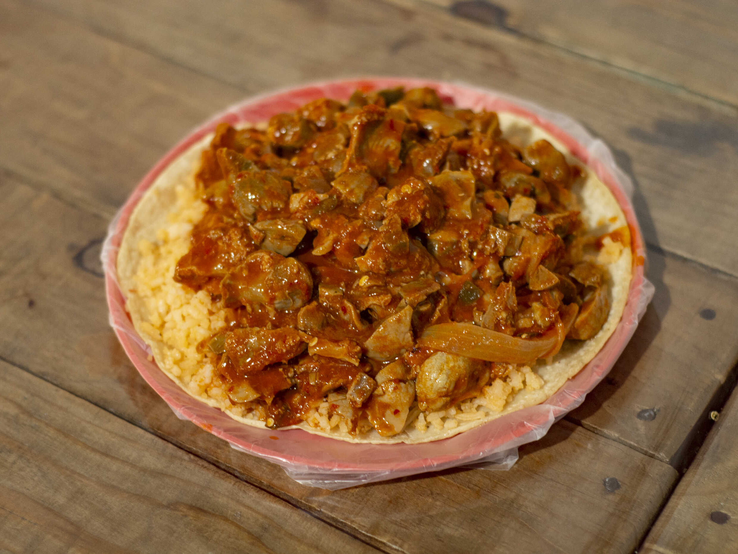 MEDIO TACO DE MOLLEJAS A LA MEXICANA