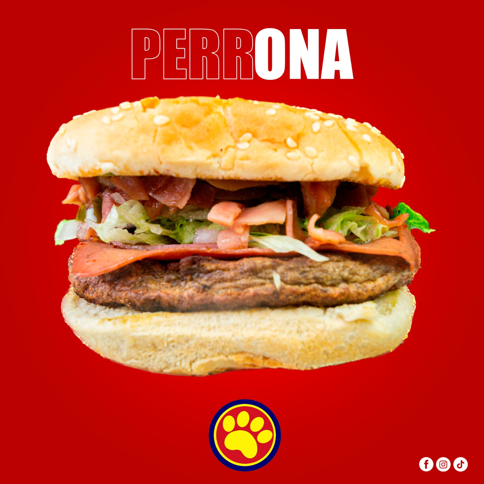 Hamburguesa LA PERRONA con papas a la francesa