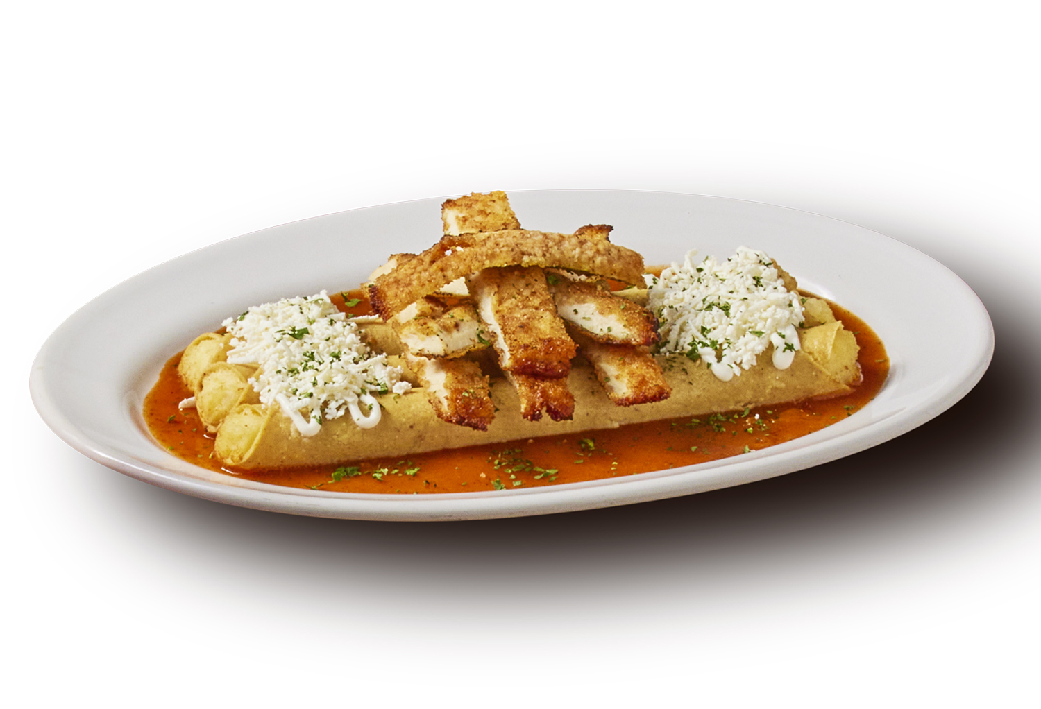 Flautas de Papa con Milanesa de Pollo