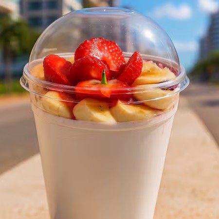 Açaí Gourmet copão de 730ml, servido com duas camadas de banana fresquinha, Morango selecionado, e complementos de sua escolha: Granola, Aveia em Flocos, Paçoca, Amendoin picado, Leite em pó, Confetes de chocolate, Canudo waffer, cobertura de chocolate, morango, Doce de leite e Leite condensado.  *** Palavras Chaves *** Energia, Pré Treino, Pós Treino, Açaí energético, Açaí turbinado, Açaí com banana, Promoção.