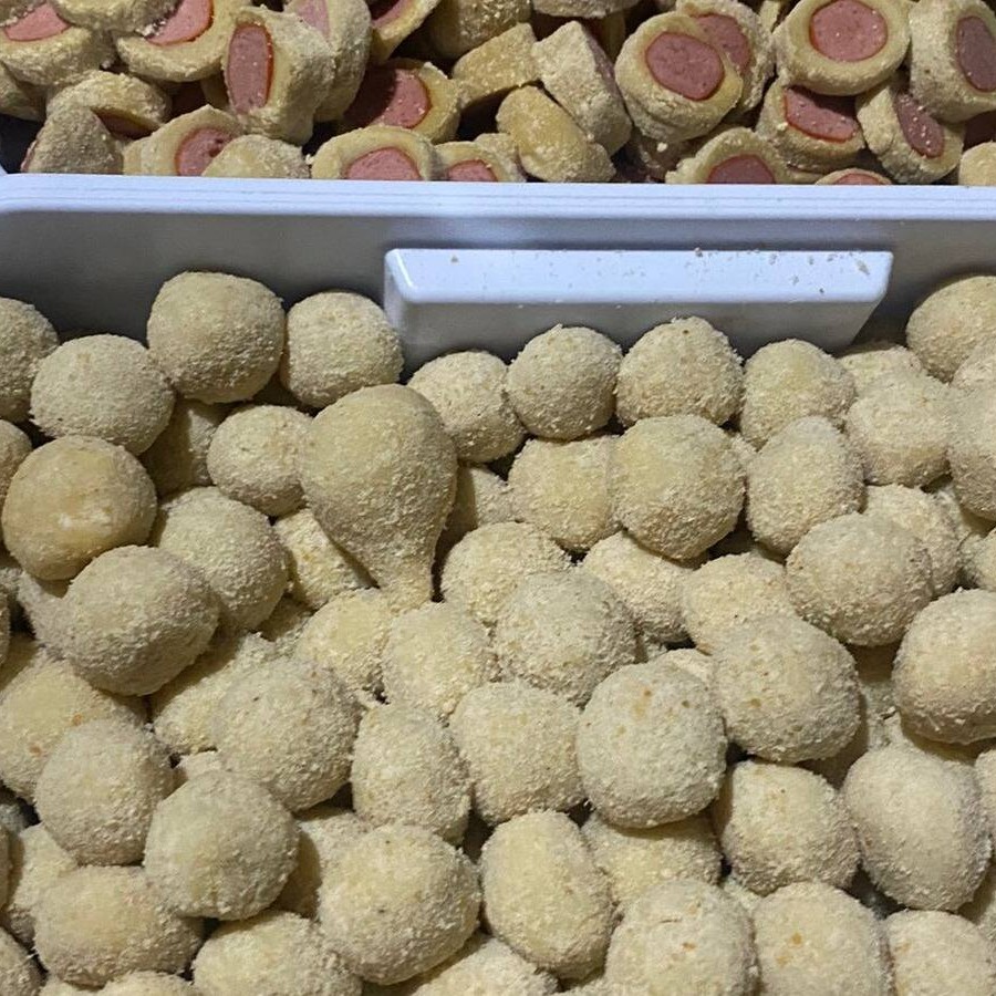 Coxinha, kibe , salsicha, risole, presunto, pizza, queijo e queijo c/, presunto