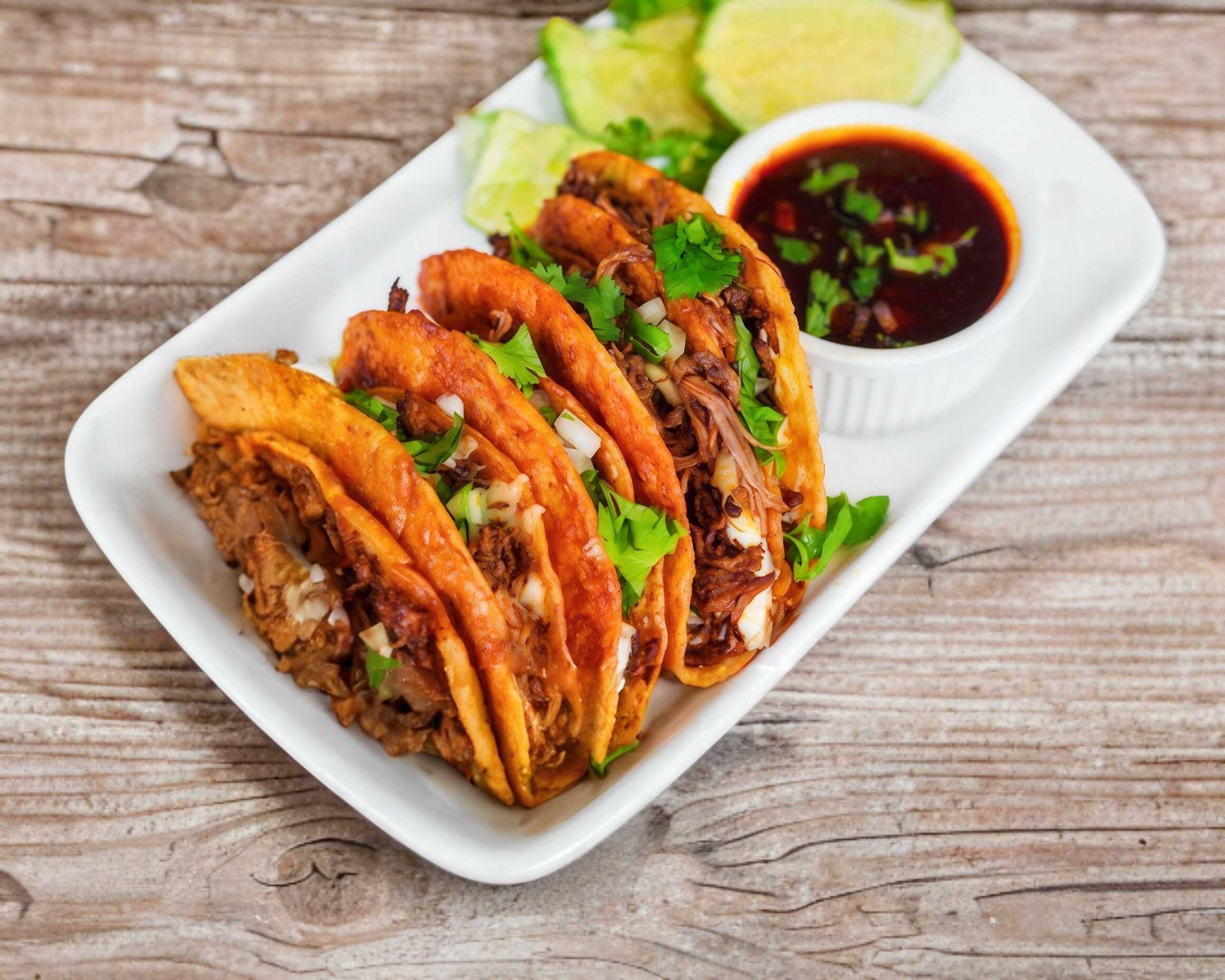 Taco de birria con tortilla blanca