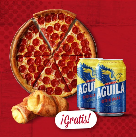 1 Pizza M + 2 Aguilas en lata