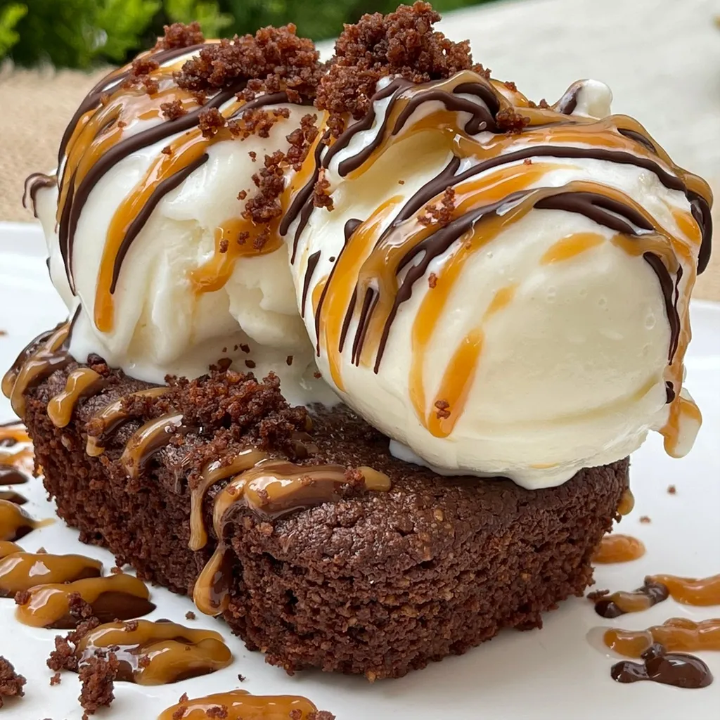 Brownie Melcochudo con Helado