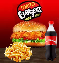 Hamburguesa de Pollo + Papas + Coca Cola