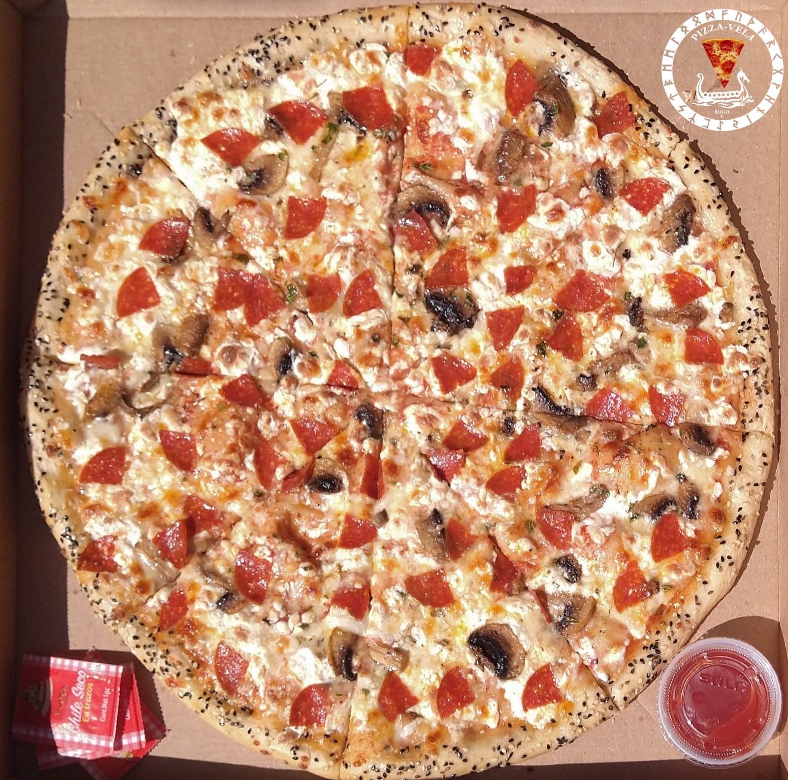 Pizza de Champiñón y Pepperoni (30 Cm)