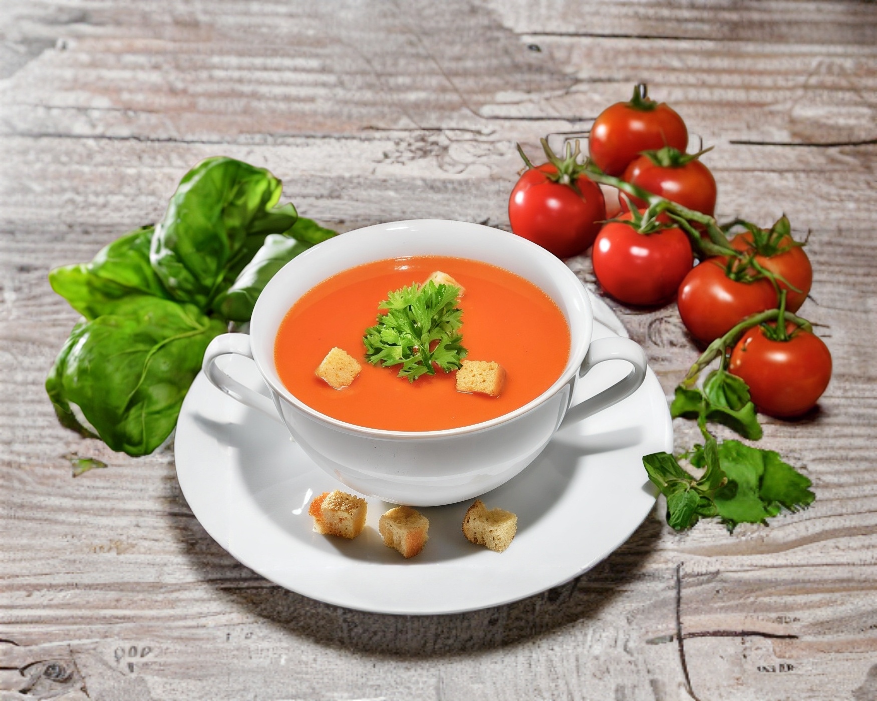 Sopa tomate y ajo