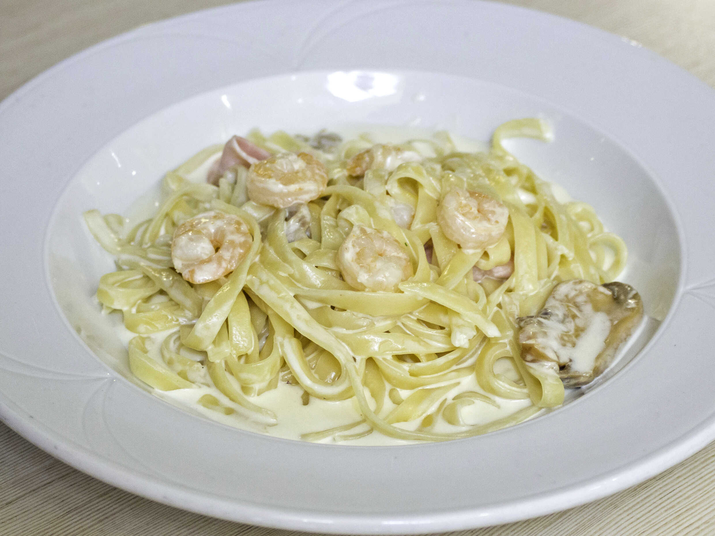 Fetuccini con camarones