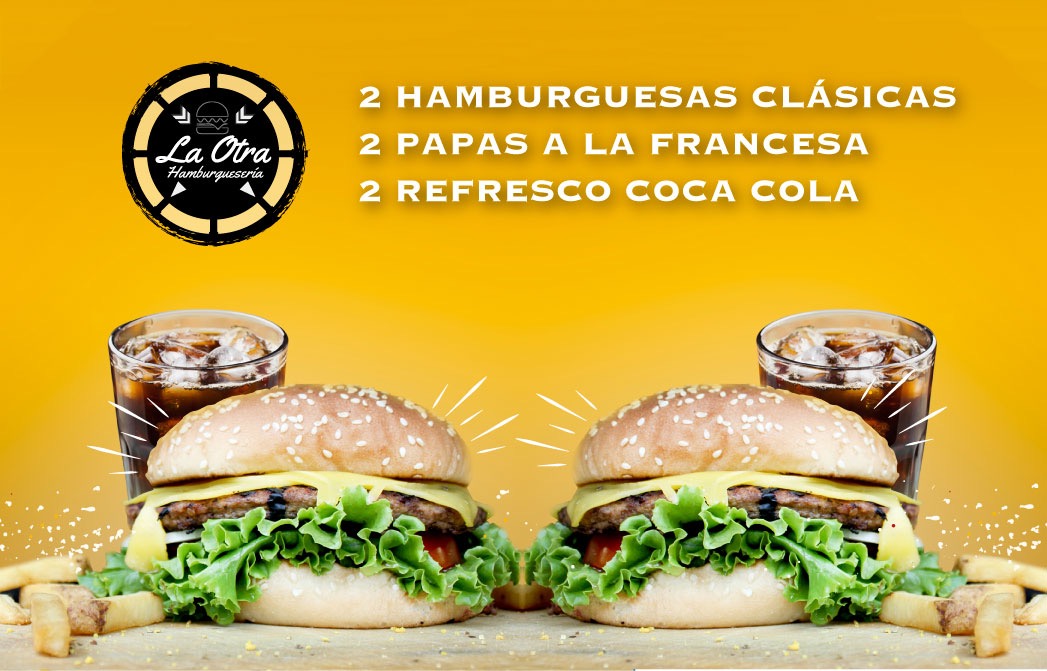 Combo - 2 Hamburguesas Clasicas + 2 Papas + 2 REF