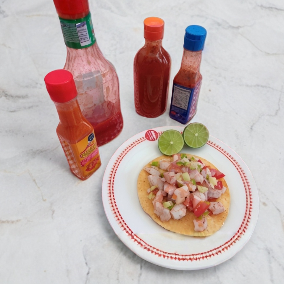 Tostada de Ceviche de Camarón.