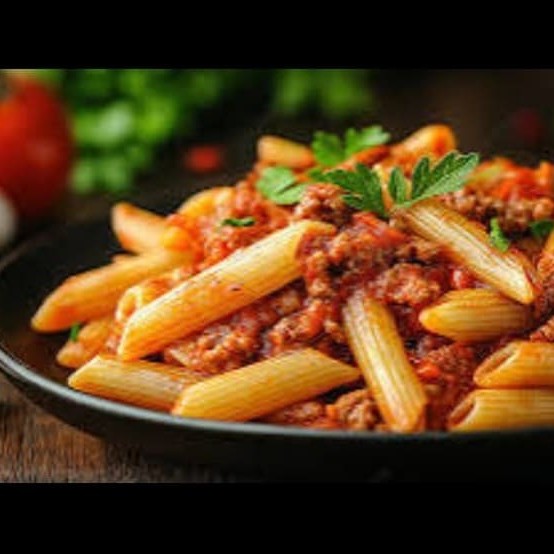 Massa Pene grano duro cozida al dente, servida com molho à bolonhesa artesanal, feito com carne moída selecionada, molho de tomate e temperinhos. Finalizado com cheiro verde picado para um aroma e sabor irresistíveis.