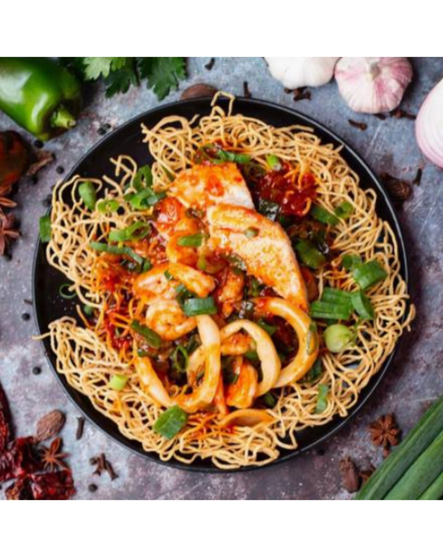 Hong Kong Crispy Seafood Noodles
