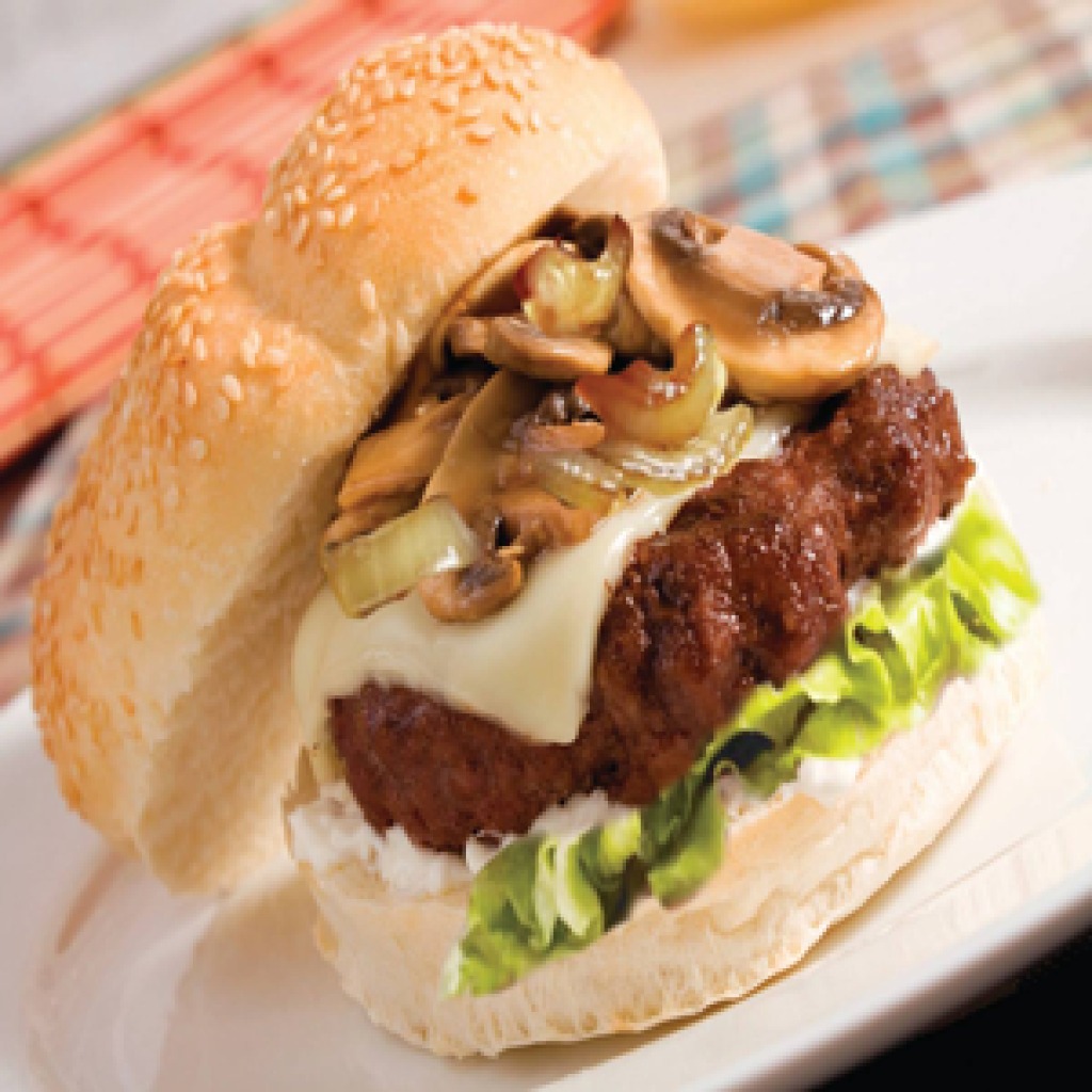 Hamburguesa de Champiñones con Manchego y Papas