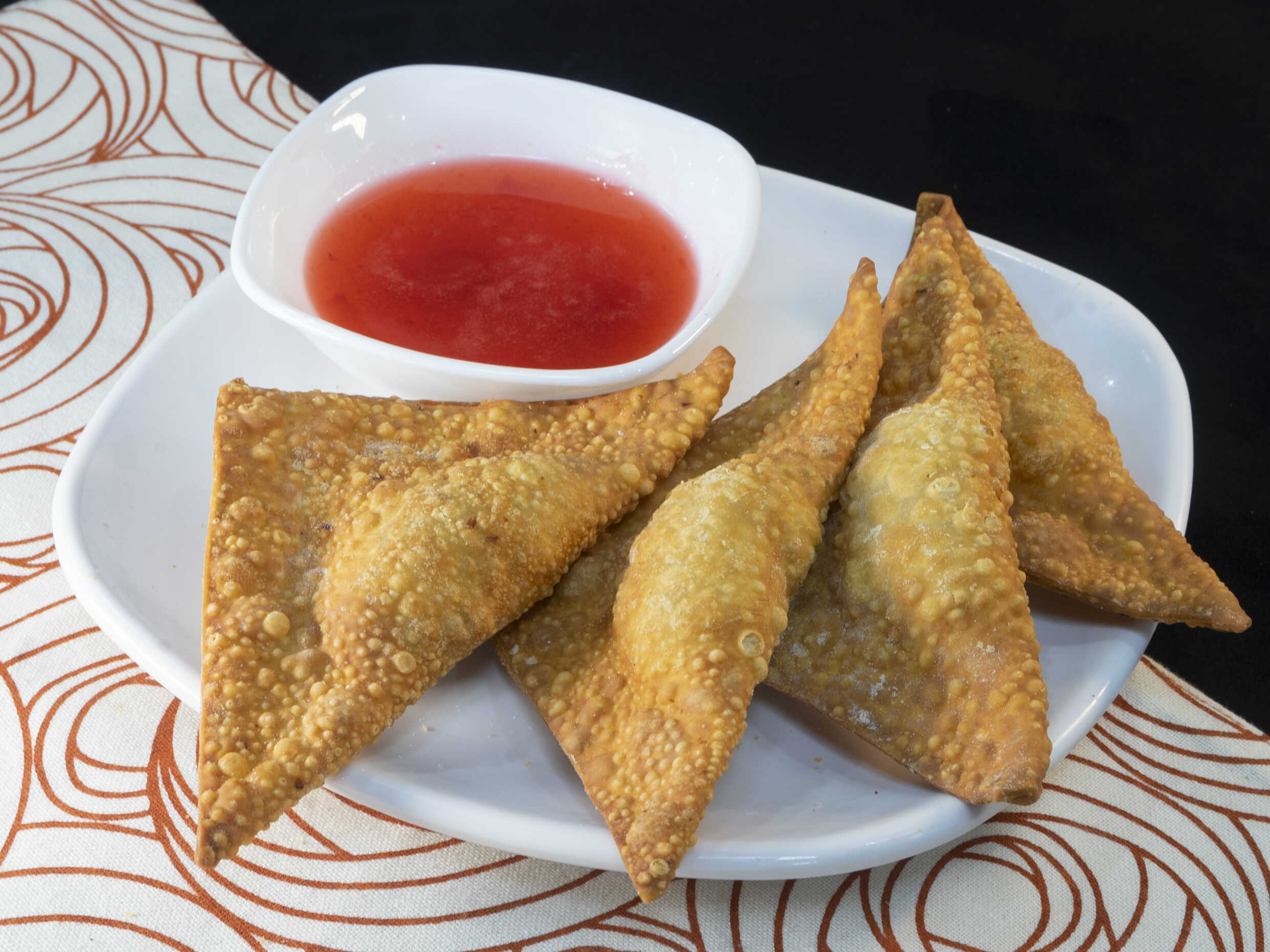 4 Wantan Fritos con salsa Agridulce