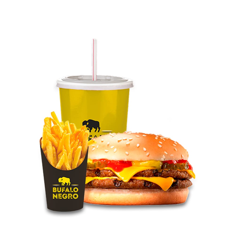 Hamburguesa Gran Bufalo + Papas y Refresco
