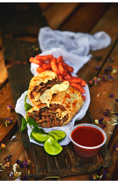 Burrito bistec cerdo Grande