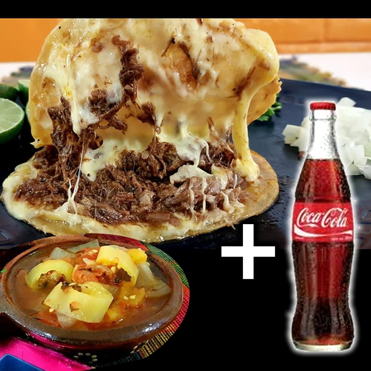 Una Quesabirria con Refresco