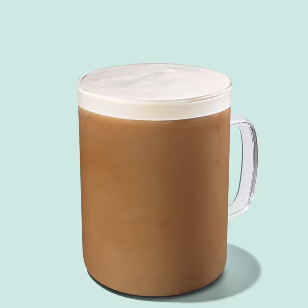 Feito com Café Filtrado e Leite Vaporizado.