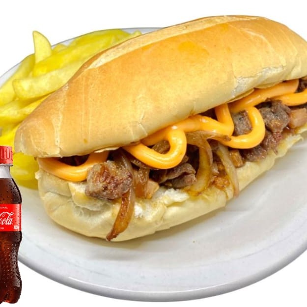 Combo Carne Picada com Cheddar e Bacon Sanduíche artesanal recheado com carne bovina picada e suculenta, queijo cheddar cremoso, molho barbecue, bacon crocante e cebola caramelizada no shoyu. Acompanha batata frita crocante e uma Coca-Cola 200ml geladinha. Um combo cheio de sabor para matar a fome com estilo!