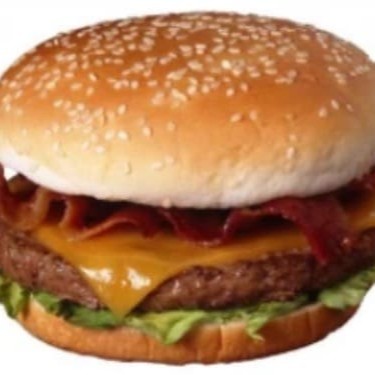 Pão, Alface, Ketchup, Maionese, Carne, Queijo Cheddar e Bacon.