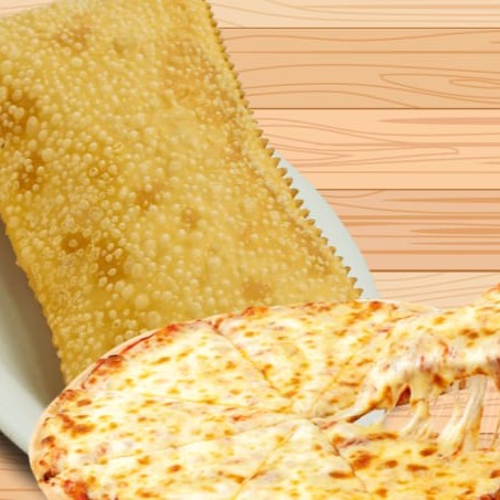 Pastel de Pizza ( Queijo + Presunto + Oregano) uma ótima opção para matar a fome com sabor e qualidade. Você leva um pastel grandes e bem recheado, feitos na hora com massa fresca e crocante. Peça já!