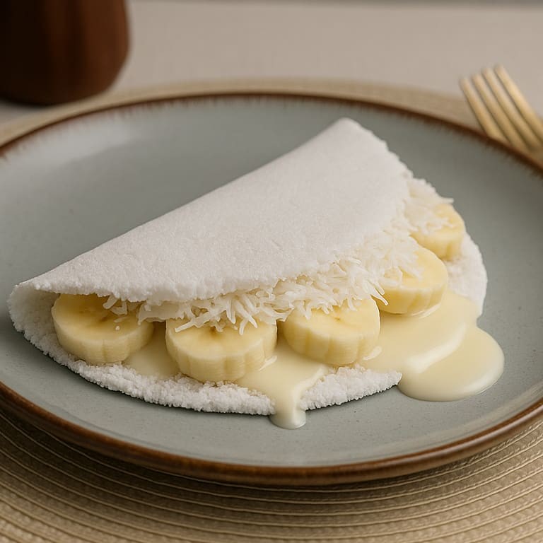 Tapioca de  Coco, Banana e Leite Condensado